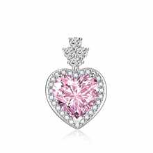 Colar com Pingente de Coração em Prata Esterlina com Zircônia Colorida, Cor de Diamante Rosa, Joia, Acessórios de Estilo Feminino, Presente do Dia das Mães