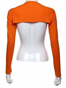 1pc Women's Fashionable Solid Color High Neck Stretch Sun Protection Shrug Sweater With Shoulder Sleeves, Long Sleeve Top, Multi-Color - Black and White - View 3