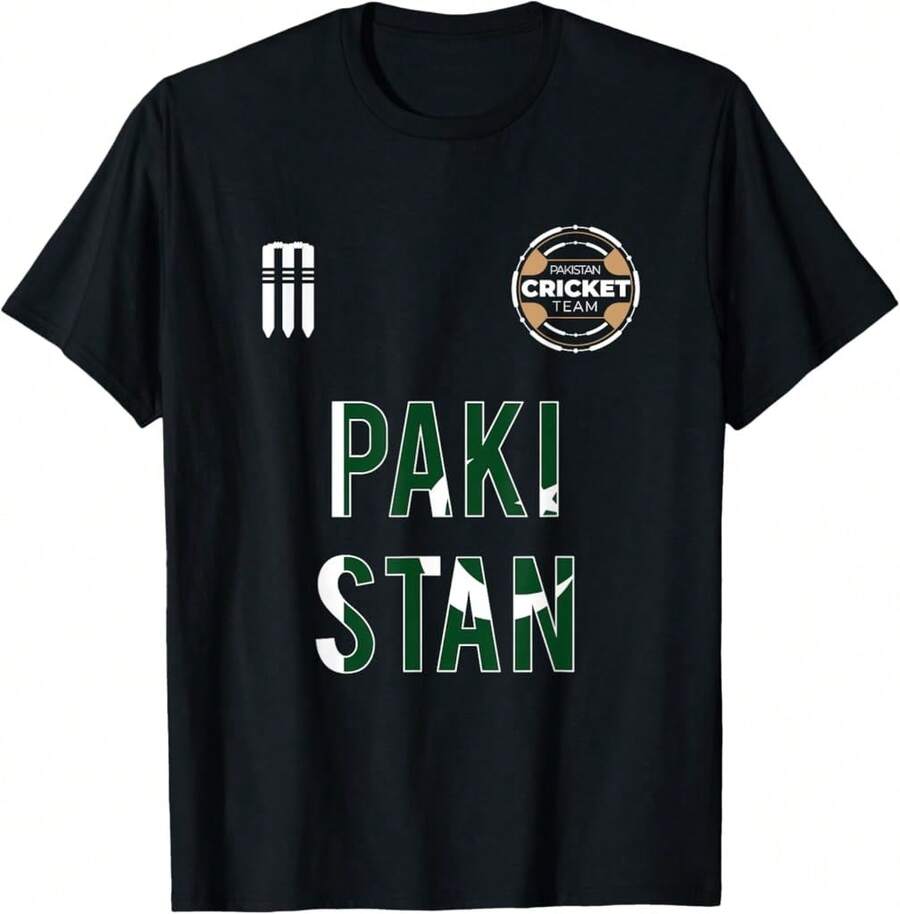 Camiseta de cricket de Pakistán, camiseta del equipo nacional pakistaní para aficionados 2019 - Negro - Ver 1