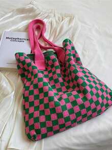 夏季轻便休闲镂空沙滩包编织购物钩针托特包，大容量手提包，适合旅行、户外和学校。可容纳书籍多功能厨房收纳午餐袋，适合海滩度假或轻松携带，是送给妈妈的优雅母亲节礼物，婚礼季节 - 彩色 - 查看 6