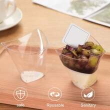 25/50个装可重复使用透明甜点杯，130毫升/4.4盎司PS塑料慕斯碗，可堆叠设计，加厚光滑杯口，可用洗碗机清洗，适用于冰淇淋、布丁、派对餐饮、野餐 - 易于收纳 - 透明 - 查看 5