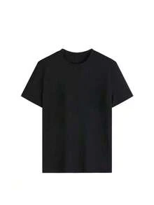 2025 夏コットンルーズラウンドネックオールマッチ女性服快適なカジュアルガール Tシャツ若々しいポップバイタリティデイリー半袖 - ブラック - チェックする 2