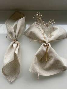 6pcs Square Multi-Purpose Dinner Napkins, Country Style Natural Soft Comfortable Cloth Napkins Suitable For Weddings, Parties, Christmas, Thanksgiving, Daily Use - Beige - View 4