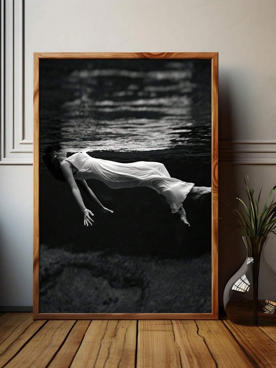 1 件无框复古照片精美艺术摄影黑白墙面装饰印刷品 Toni Frissell 照片女人漂浮在水下海报 20 世纪 40 年代