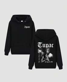 2 Pac  Sweatshirt American Rapper Singer Hip Hop Music Vintage Cold Weather Fans - 黑色 - 查看 3
