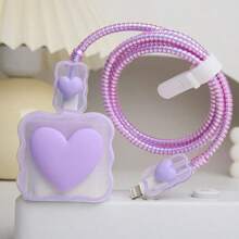 5-In-1 Compatible 18W/20W USB-C Charger Cover, Adorable 3D Bow-Tie Design Transparent Soft Charger Protector, Kawaii Cable Protector Suitable For 11 12 13 14 Pro Max Fast Charging Adapter, Pink Charger Accessories, Phone Accessories