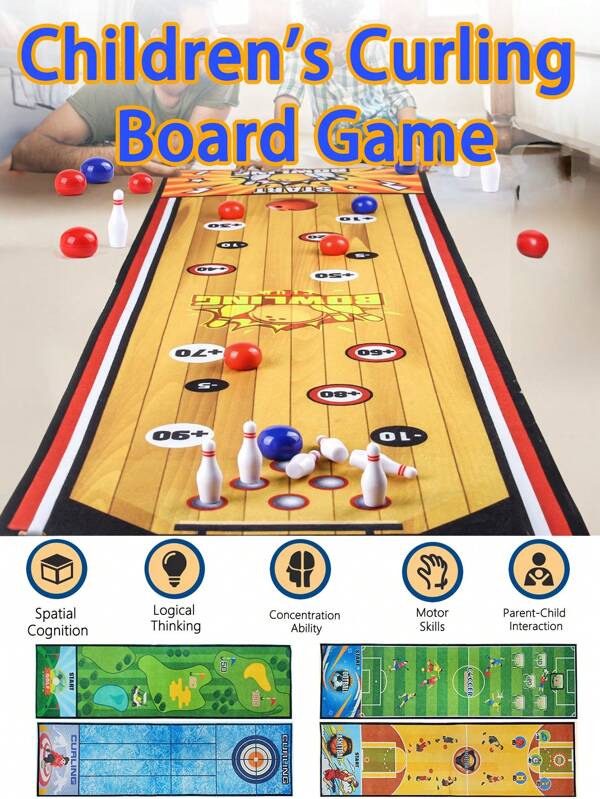 Juego de esterillas deportivas interactivas para niños, con juegos de curling, golf, baloncesto, fútbol y bolos. Juego de actividad familiar, educativo y de ocio, ideal como regalo de cumpleaños o festividad, para niños y niñas.