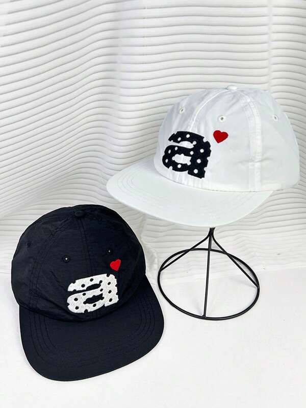 1pc Polka Dot A-Letter Brim Snapback Cap, Quick-Dry Breathable Baseball Hat For Women & Men, Summer