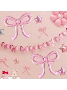 Rosa/Schwarze Schleifen Ballons, Schleifen Party Dekoration für Mädchen und Frauen, rosa Schleife Geburtstagsdekoration, riesige Folie Ballon für Baby-Shower, Braut Verlobung Hochzeit Dekoration, JunggesellinnenAbschied Party Zubehör