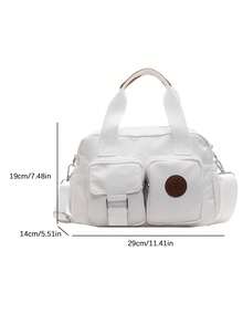 休闲时尚大容量女士手提包，新款斜挎包，简约优雅托特包，多功能日常高可见度单肩包，多口袋设计，适合购物和通勤 - 白色 - 查看 6