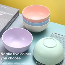 6 Inch Solid Color Plastic Bowl Salad Bowl Wheat Fiber Bowl Children Household Large Bowl Supplies