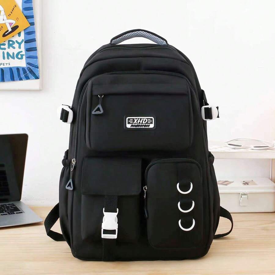 Boys And Girls Student Bag Korean Style Large Capacity Travel Backpack Ins - màu đen - Xem 1