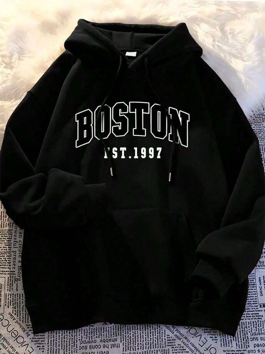 BOSTON EST 1997 Sweatshirt Jacket Blouse - màu đen - Xem 1