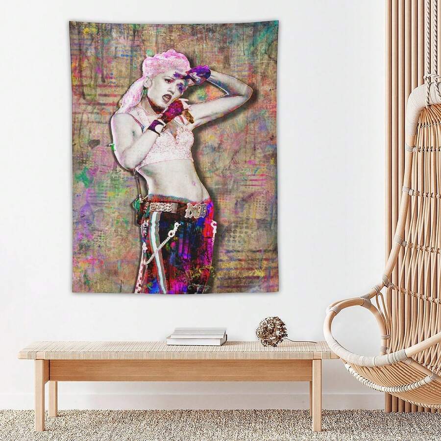 1pcs Gwen Tapestry Stefani Singer Album Cover Vintage Music Tapestry, Can Be Designed With Your Name Or Picture, Room Decoration Hanging Tapestry, Suitable For Bedroom Aesthetics, A Good Gift For Boyfriend/Girlfriend, Christmas, Used For Family Tea Room, Bedroom, Living Room, Home Decoration, Room Flag, Room Tapestryfri - Multicolor - View 1