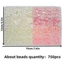 Yiwu Qiyou Accessories Co., LTD 750颗白色心形蝴蝶结亚克力珠，尺寸6-20mm，适用于DIY珠宝手链、手机吊坠和工艺装饰 - 粉色 - 查看 5