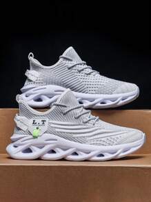 Men's Breathable Lightweight Mesh Hollow Openwork Sole Sneakers, New Style Summer Mesh Shoes, Soft & Comfy Mesh Shoes, Outdoor Sports Shoes, Asymmetrical Pattern, Plus Size ,Gym