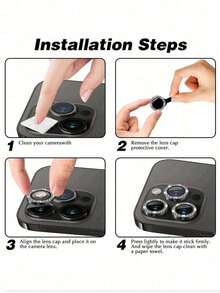 Black Rhinestone Camera Lens Protector Film Set Compatible With Iphone 12/12 Mini/12 Pro/12 Pro Max,Iphone 13/13 Mini/13 Pro/13 Pro Max,Iphone 11/11 Pro/11 Pro Max,Iphone 14/14 Puls/14 Pro/14 Pro Max,Iphone 15/15 Puls/15 Pro/15 Pro Max, Inlaid Rhinestone Decorated Camera Cover Tempered Glass Protecting Cover, Colorful Rhinestone - View 7