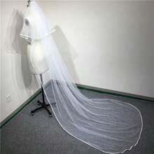 1 Stück Brautschleier mit Satin-Saum und Kamm, geeignet für Hochzeit, Hochzeitskleid Zubehör, Fotografie Requisite
