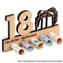 1 pièce Ornement porte-monnaie en bois - jaune clair, cadeau d'anniversaire pour les 16e, 18e, 20e, 25e et 30e anniversaires, cadeau en bois pour l'argent pour les amis, la famille, les amants, Boîte cadeau décorative en bois jaune clair