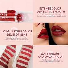 CmaaDu 6pcs Waterproof Liquid Lipstick Set - Nude, Dark Brown & Matte Red Shades | 24-Hour Long-Lasting Lip Gloss | Music Festival Ready | Suitable For All Skin Types - 彩色 - 查看 9