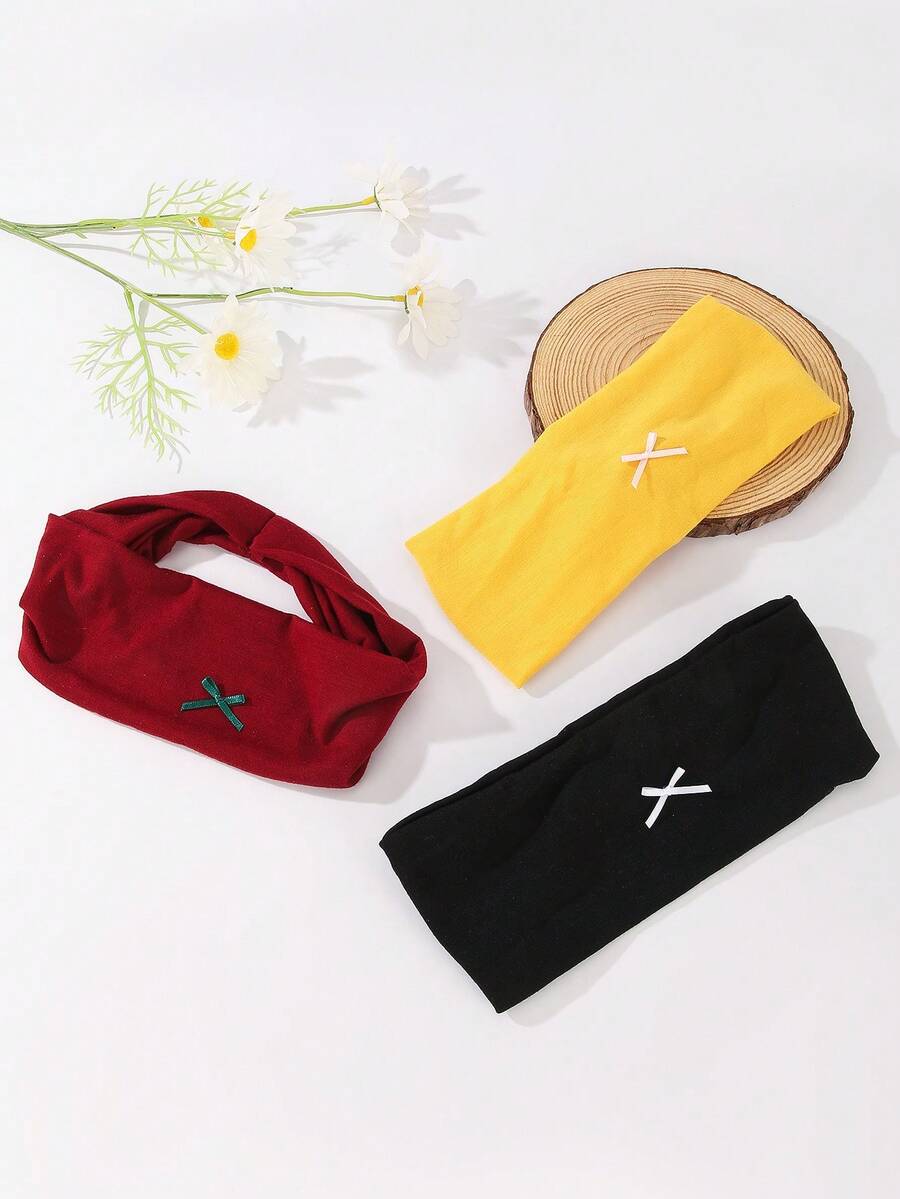 1 件蝴蝶休闲涤纶饰品，夏季时尚发饰经典发带休闲头带 - 酒紅色 - 查看 1