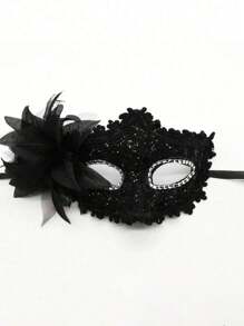 2 PIEZAS Máscaras de maquillaje de encaje negro y plástico diseñadas para hombres y mujeres, ofreciendo una opción elegante para eventos como bailes de máscaras, fiestas de Halloween, o celebraciones del Día de San Valentín