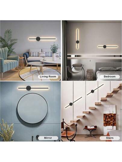 1pc Rechargeable LED Wand Lamp, Remote Control, 50cm Zwart Aluminum, Removable Wireless Bedside Light, Bedroom Living Room Restaurant Corridor Hallway Interior Fixture view 11