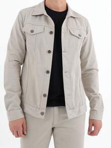 Jaqueta  Jeans  Color  Masculina  Ajuste Regular - Bege - Visão 1