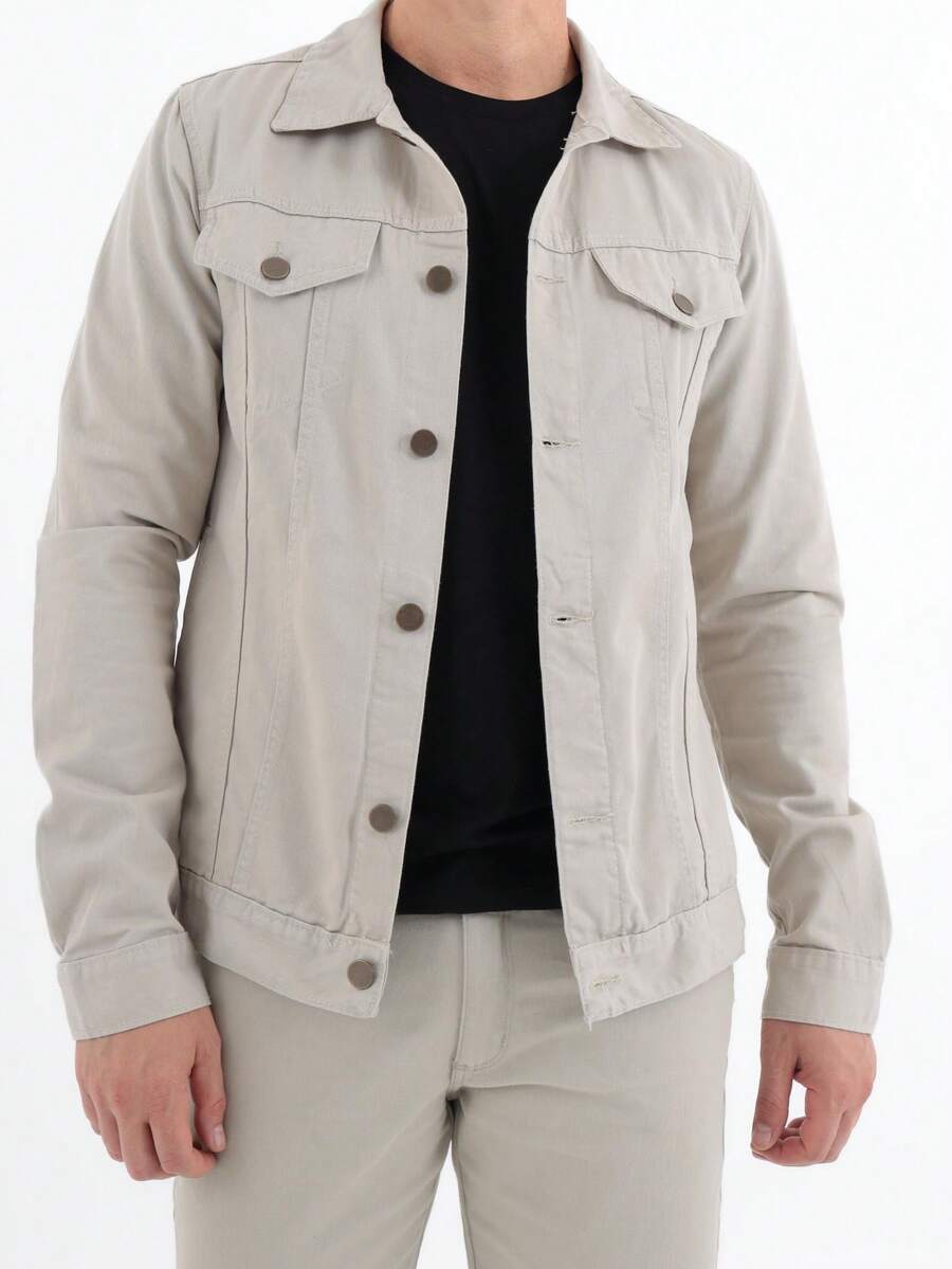 Jaqueta  Jeans  Color  Masculina  Ajuste Regular - Bege - Visão 1