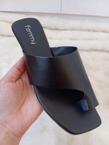 Women's Casual Comfortable Flat Mule Manca Sandal - Square Toe, Various Colors. - màu đen - Xem 5