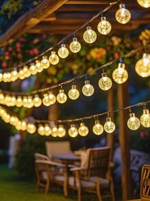 1 szt. 20/50/100/200 diod LED Solar Garden Crystal Globe Solar String Lights Outdoor Solar Outdoor Lights With 8 Lighting Modes Dekoracja dziedzińca Do Hotelu/Cateringu/Organizacji Wydarzeń