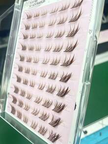 60pcs Self-Adhesive False Eyelashes, Fox Wink Soft & Natural Look, Brown Transparent Cruelty-Free C-Curl Upper Lasheslash Clusters,Eyelash Clusters,Individual Eyelashes,Lashes,Fake Lashes - C - View 12