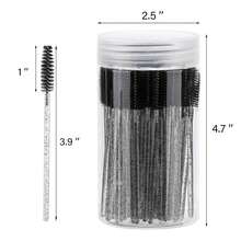 100 Pcs Disposable Mascara Wands, Crystal Eyebrow Spoolies Brush For Eyelash Extensions, Black Lash Brushes With Container,Eyebrow Brush,Eyeshadow Brush,Spoolie,Spoolie Brush - Black - View 2