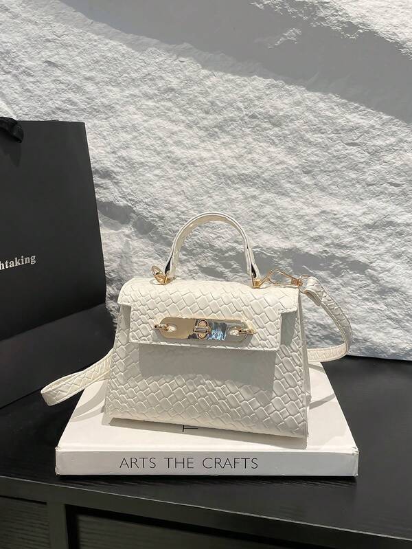 2025 New Design Crocodile Skin Pattern Small Square Handbag, Fashionable Versatile Minimalist Shoulder Bag