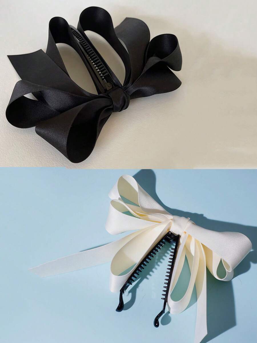 2 buc agrafe de păr cu banane, din satin strălucitor, cu fundă multistrat, pentru femei, accesorii de păr la modă și elegante, potrivite pentru toate ocaziile, agrafe cu gheare, agrafe de păr, lucruri școlare, facultate