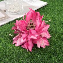 1 pieza Accesorio para el cabello con clip lateral con flor de lirio simulada de estilo de vacaciones de verano para niñas, pasador floral decorativo de estilo de vacaciones de playa para niñas, pasador lateral con flor de orquídea de mariposa simulada de vacaciones de verano para mujeres, accesorios de moda para el cabello, elegante clip para el cabello para mujeres