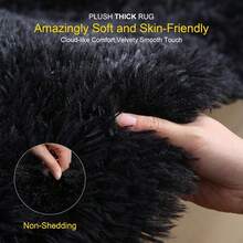 Black, Ultra-Soft, Fluffy Shaggy Rug – Cozy Rug For Bedroom, Living Room Or Children's Room, Non-Slip, Modern Accent In Chic Colors - 黑色 - 查看 3