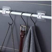 多功能粘性窗帘杆支架，张力窗帘杆粘性挂钩，免钻窗帘杆支架，窗帘杆夹窗帘家居装饰房间装饰