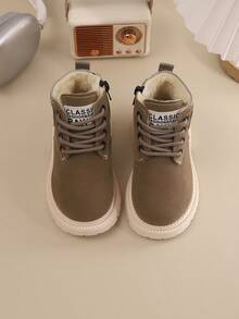 A Pair Of Children's Snow Boots For Autumn And Winter, New Lace Up Zipper Design, Thick And Warm, Lightweight And Fashionable Outdoor Snow Boots - Grey - View 4