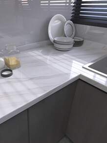 1pc Waterproof, White Marble PVC Wallpaper - Waterproof, Heat Resistant, Self-Adhesive Decorative Paper Suitable For Kitchen, Bathroom, Bedroom, Living Room