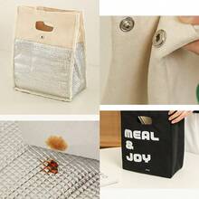 1个装 简约卡通印花字母便当袋手提午餐袋上班加大饭盒袋保温袋加厚午餐袋女士午餐盒上学 - 彩色 - 查看 7