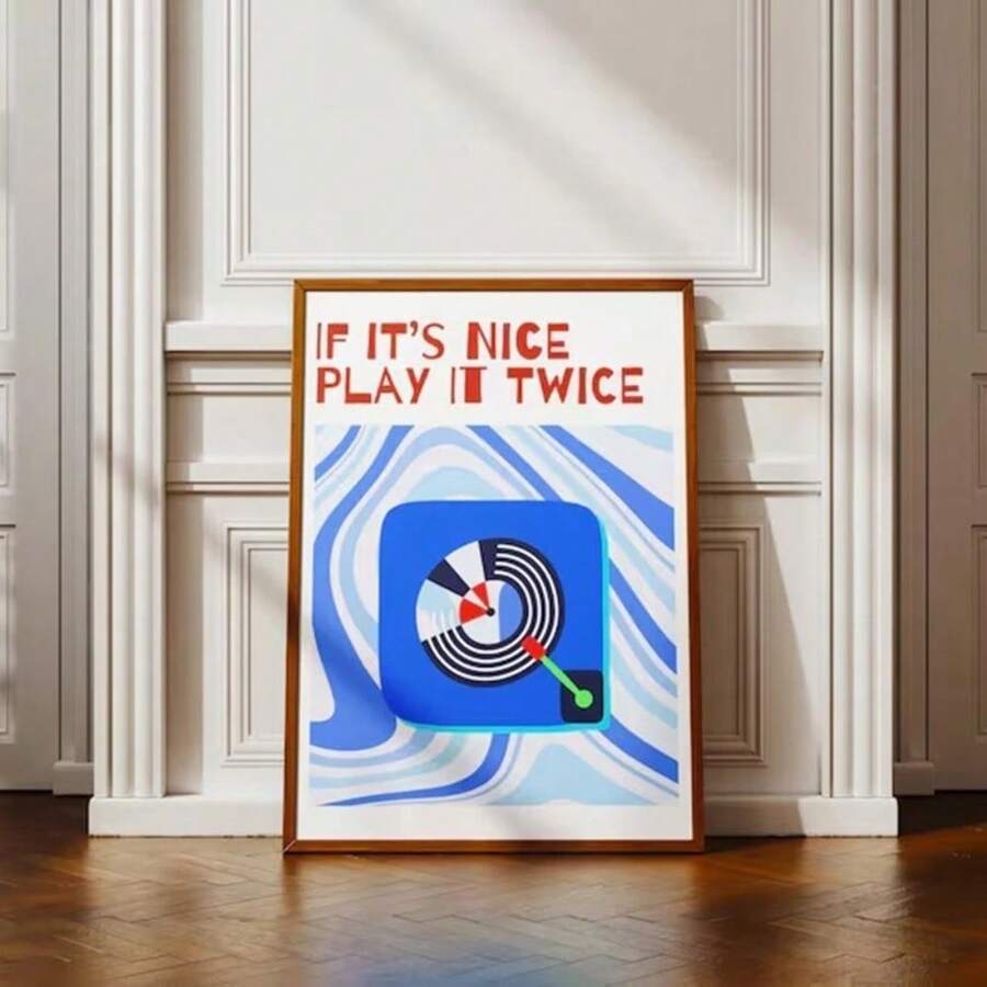 1 件《如果很好，玩两次》印刷帆布海报墙艺术可爱公寓装饰美学墙艺术海报礼物无框