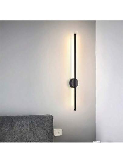 1pc Rechargeable LED Wand Lamp, Remote Control, 50cm Zwart Aluminum, Removable Wireless Bedside Light, Bedroom Living Room Restaurant Corridor Hallway Interior Fixture view 3