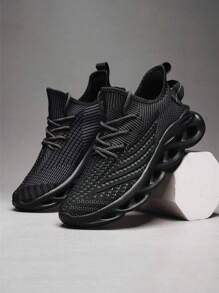 Men's Breathable Lightweight Mesh Hollow Openwork Sole Sneakers, New Style Summer Mesh Shoes, Soft & Comfy Mesh Shoes, Outdoor Sports Shoes, Asymmetrical Pattern, Plus Size ,Gym