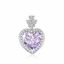 Colar com Pingente de Coração em Prata Esterlina com Zircônia Colorida, Cor de Diamante Rosa, Joia, Acessórios de Estilo Feminino, Presente do Dia das Mães