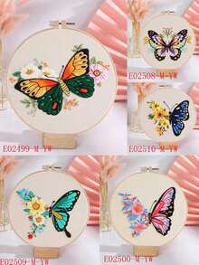 5 piezas Set Bordado a mano con patrón floral & mariposa al azar - Multicolor - Ver 8