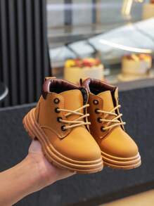 1 par de botas versátiles de moda casual y para exteriores antideslizantes para niños, aptas para otoño/invierno