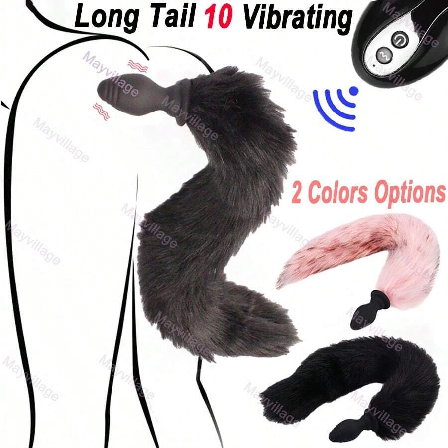 BDSM Fox Tail Anal Butt Plug Vibrator Cosplay Fun Gspot Dildo Sex Toy For Women