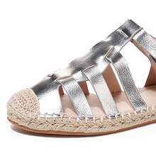 calcena Women's Closed Toe Fisherman Sandals With Woven Sole And Adjustable Straps - Silver - View 2