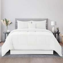 Lux Decor 5 Pc Comforter Set | Opulent Design | Includes Comforter, Bed Skirt, Decor Pillow Shams, 2 Pillow Shams (Twin Includes 1) | All Seasons Comforter | Pillow Cases And Shams | Elevate Bedroom Ambiance | Graduation Gifts, Home Decor, Back-To-School Gift, Luxury Bedding Set, Elegant Comforter Set, Soft Plush Comforter, Valentine's Day Romantic Bedroom, Spring Bedding Set, Complete Bed In A Bag, Matching Decor, Elegant Design, Luxury Look, Gift Set Idea, Guest Bedroom Ready, Modern Bedroom Style, Easy Bedroom Refresh, All-Inclusive Bedding, Everyday Bedding, Classic Style, Home Essentials - trắng - Xem 11